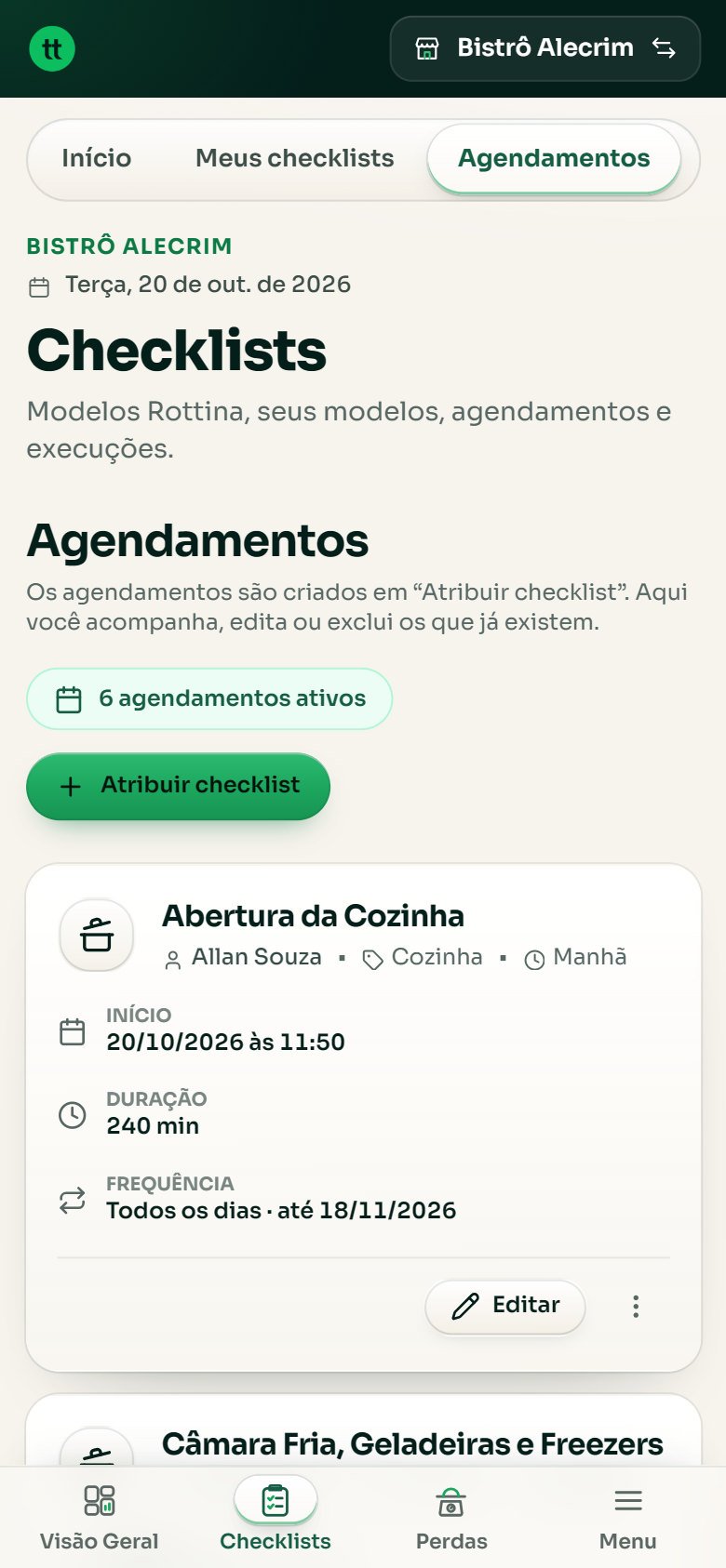 Tela de agendamentos de checklists